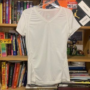 RUSSELL ATHLETIC-women’s white shirt sleeve athletic/running shirt